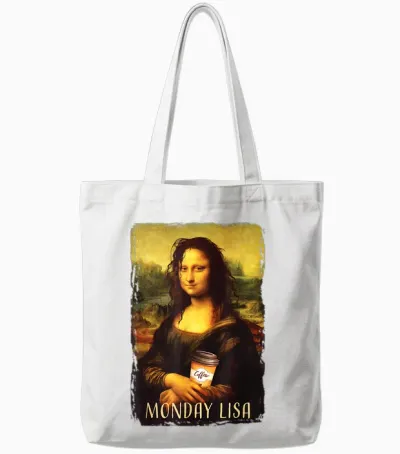 Montag Lisa Gioconda Mona Lisa Mit Kaffee Tote Bags - White