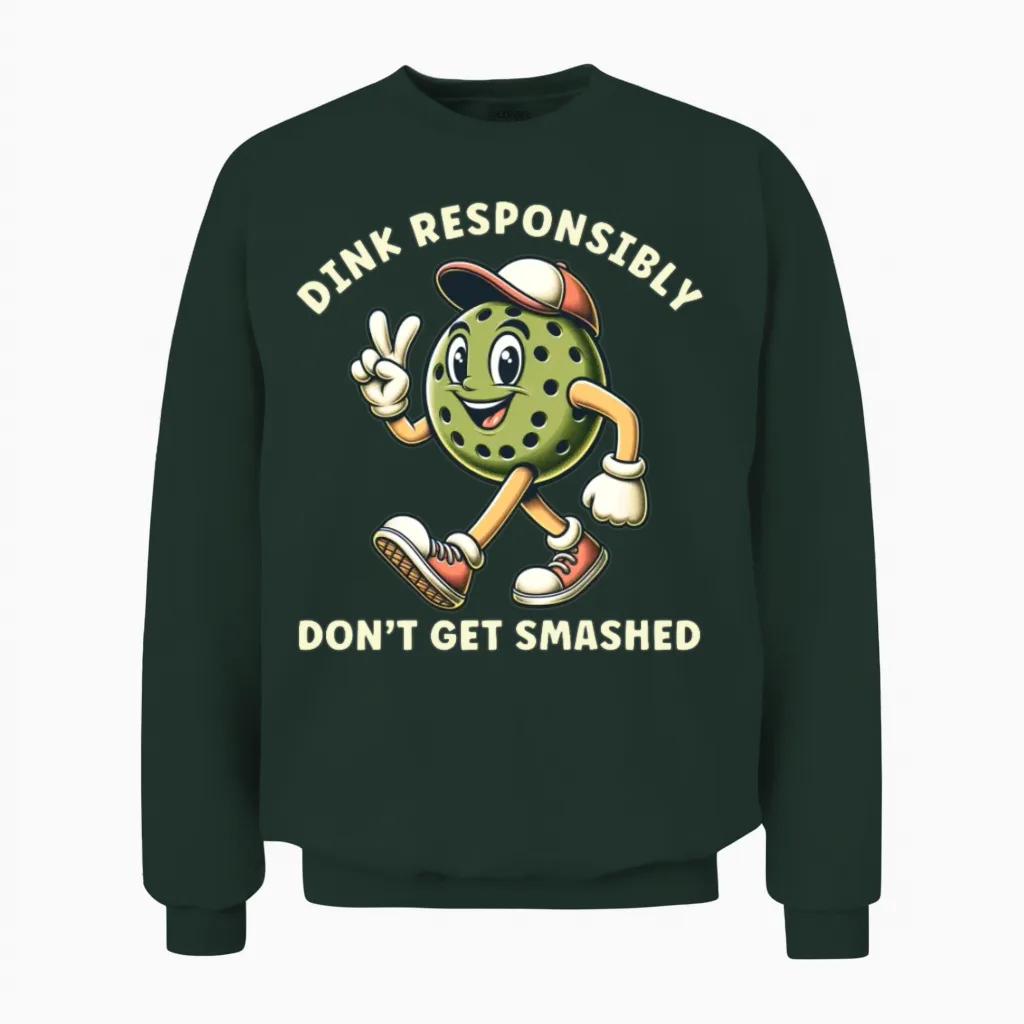 Pickleball Dink Responsibly Funny Pickleball Unisex Sweatshirt in Forest