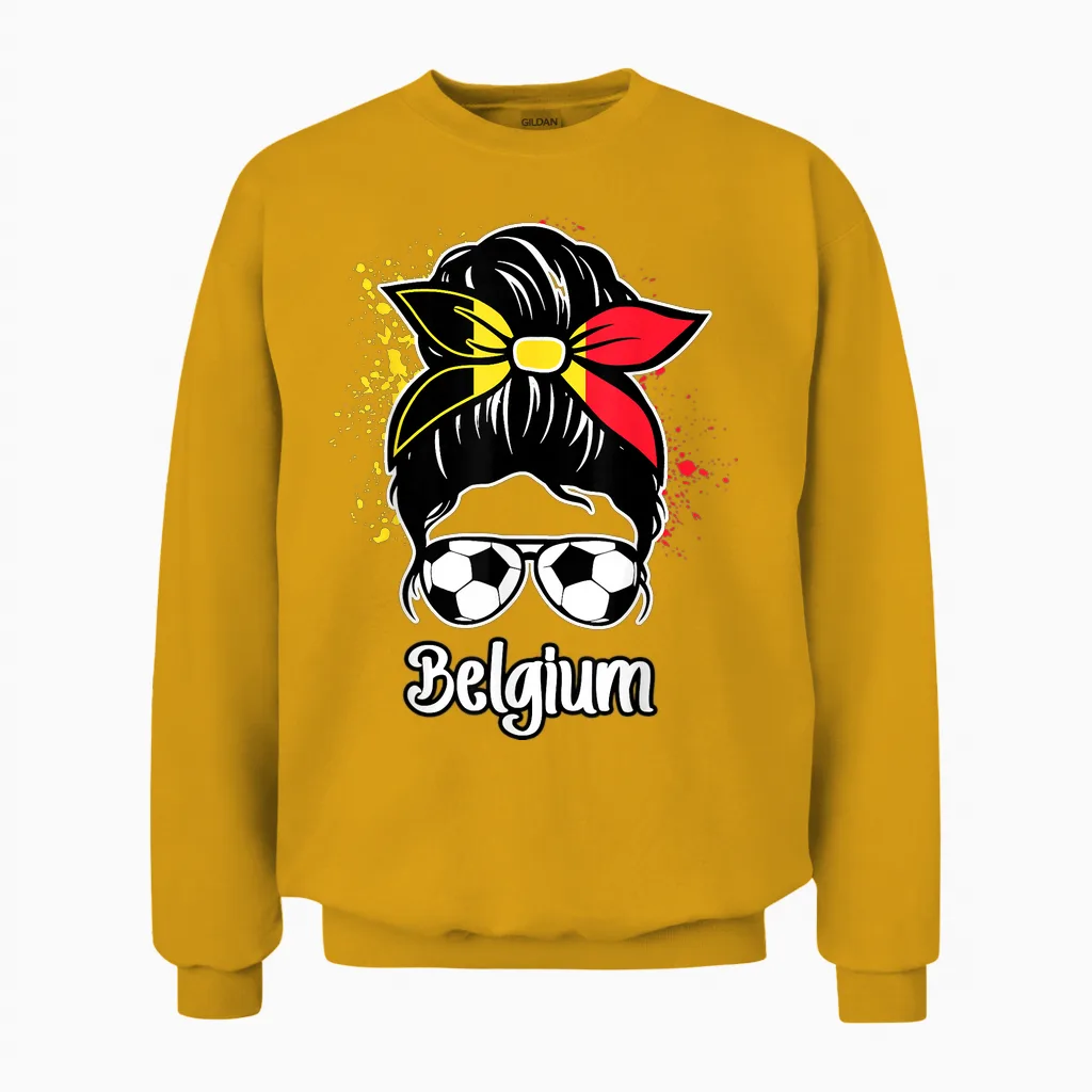 Drapeau Belge Joueur De Football Fan De Football Belge Unisex Sweatshirt in Gold