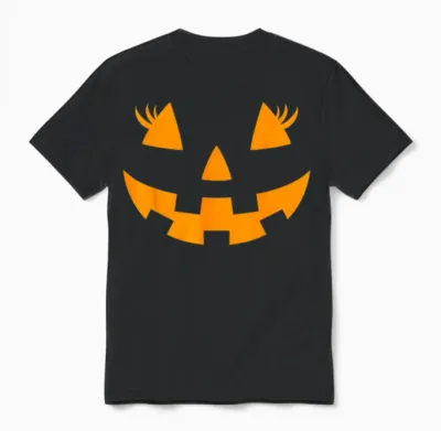 Jack O Lantern Face Pumpkin Eyelashes Hallowen Costume Funny Unisex T-Shirt - Black