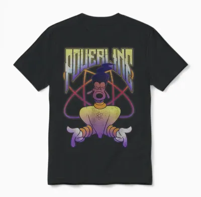Disney a Goofy Movie Powerline Logo Portrait Short Sleeve Unisex T-Shirt - Black