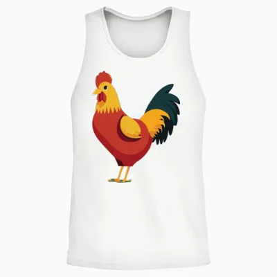 Retro Style Cute Chicken Rooster Unisex Tank Top - White