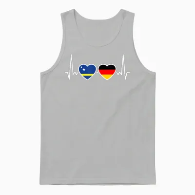 Curaçao Deutschland Herzschlag Flagge Unisex Tank Top - Ash