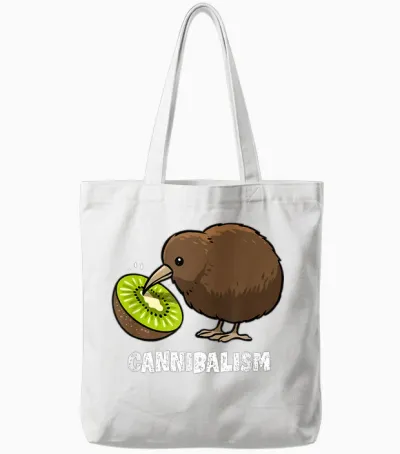 Kiwi Cannibalism Funny Kiwi Bird Joke Cannibal Pun Bird Tote Bags - White