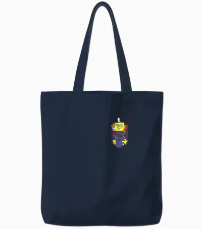 Mademark X Spongebob Squarepants - Spongebob in My Pocket Cute Spongebob Out of Food Pocket Tote Bags - Navy