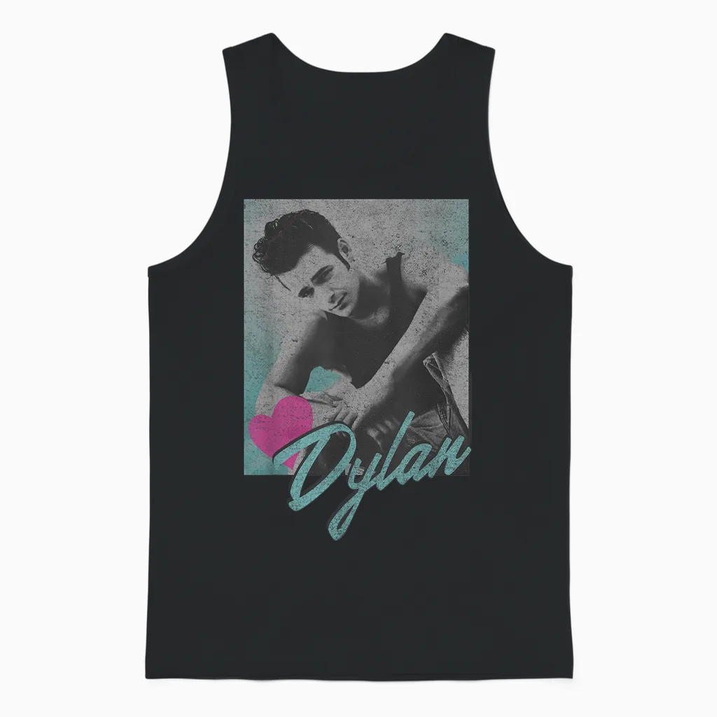 Beverly Hills 90210 Dylan Mckay Heart Portrait T-Shirt, White Unisex Tank Top in Black