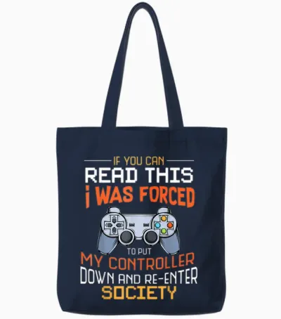 I Was Forced to Put My Controller Down Funny Gaming Tote Bags - Navy