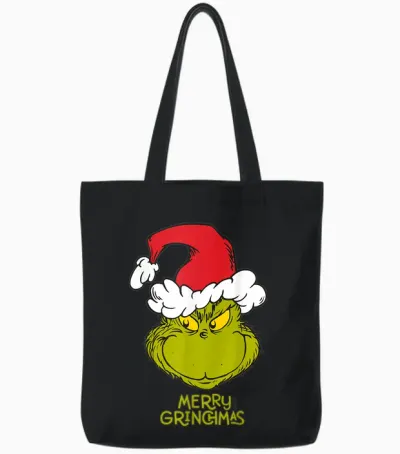 Grinch Merry Grinchmas Tote Bags - Black