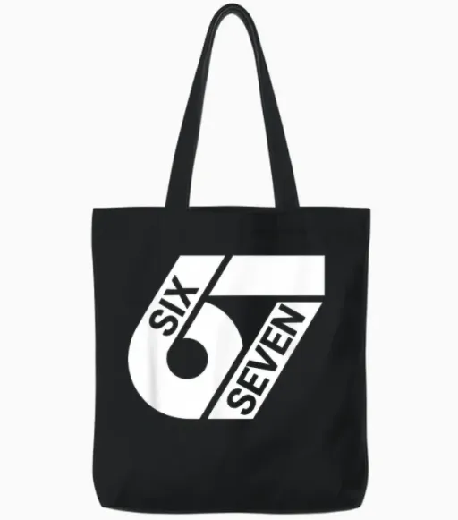 Six Seven Meme Funny Tote Bags - Black