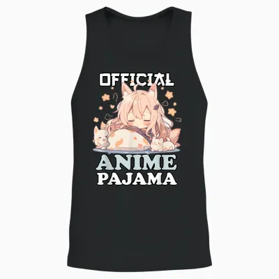 Official Anime Pyjamas Kawaii Otaku Manga Sleepshirt T-Shirt, Black Unisex Tank Top - Black