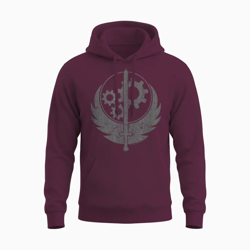 Fallout Video Game Brotherhood of Steel Logo Unisex Hoodie in Maroon