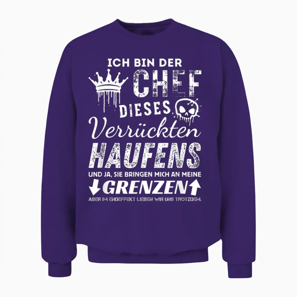Stolzer Chef Dieses Verrückten Bunen Funny Chef Sayings T-Shirt, Black Unisex Sweatshirt in Purple