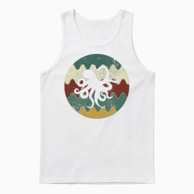 Octopus Retro Unisex Tank Top - White