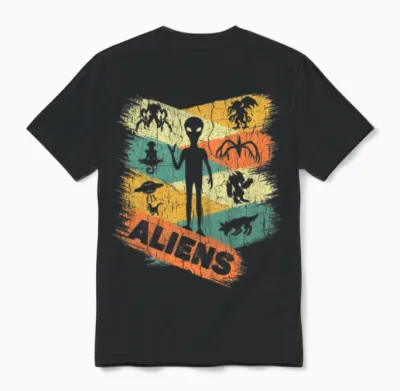 Retro Alien Unisex T-Shirt - Black