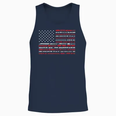 Train Railroad American Flag Vintage Locomotive Unisex Tank Top - Navy