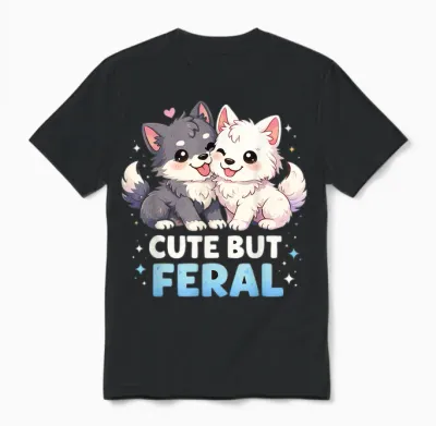 Adorable Loup Kawaii Anime, Fête Amusante De Loups Unisex T-Shirt - Black