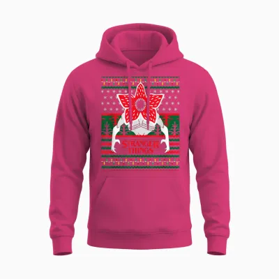 Stranger Things Christmas Epic Demogorgon Ugly Sweater Logo Unisex Hoodie - Heliconia