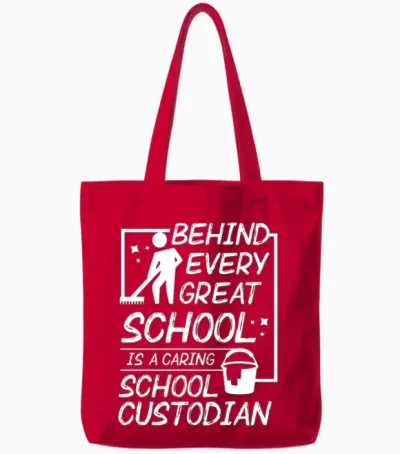 Funny School Custodian Tote Bags - Red