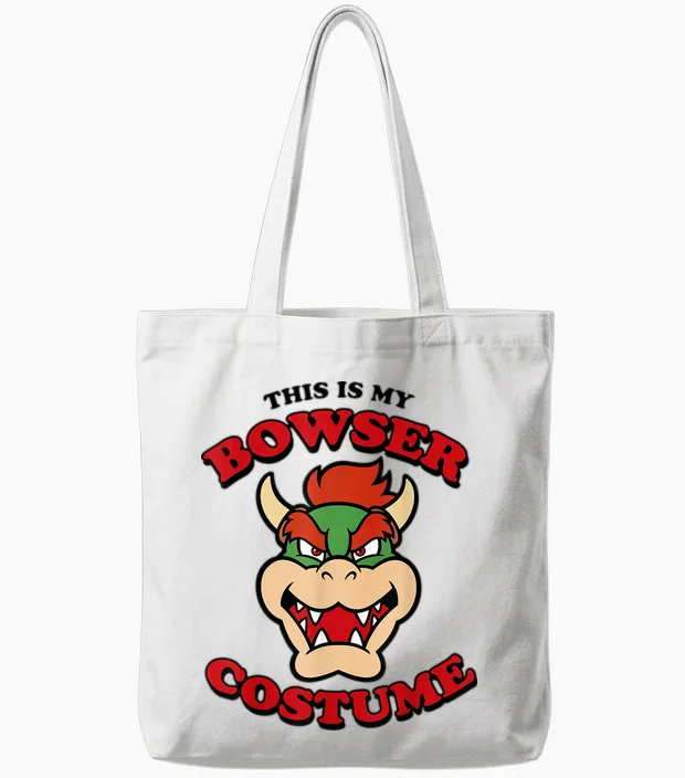 Nintendo Super Mario Bowser Costume Graphic Tote Bags in White