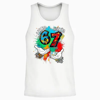 I Was 6 Now Am I 7 7th Birthday 6 7 Meme Hands Art Painting Unisex Tank Top - White