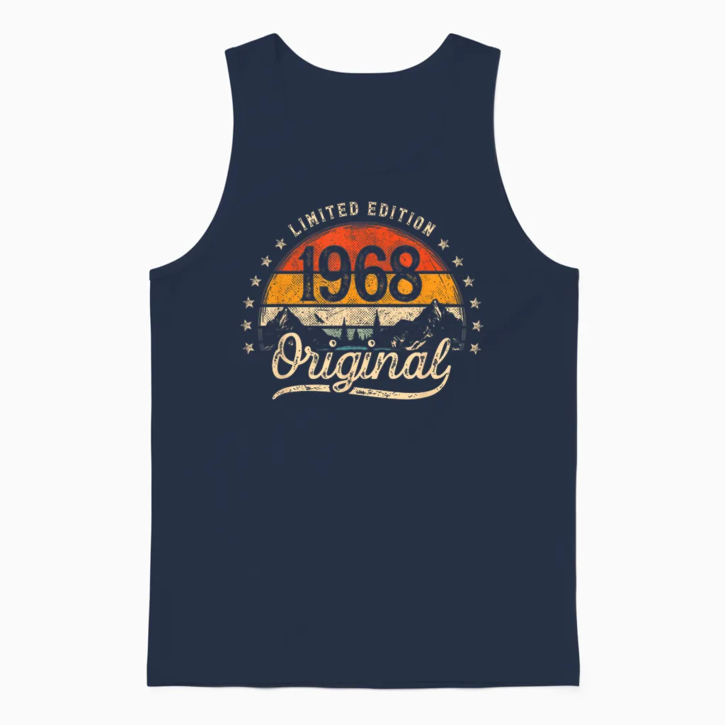 Limited Edition Jahrgang 1968 Vintage Mann 58. Geburtstag Unisex Tank Top in Navy