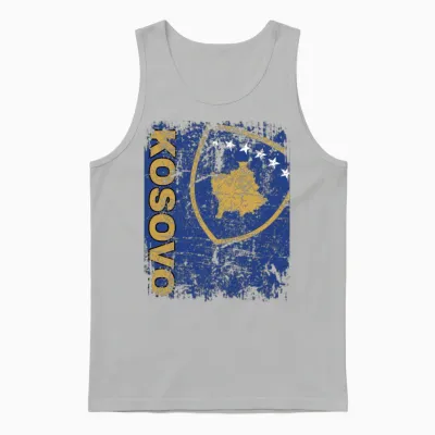 Kosovo Flag - Kosovar Roots - Vintage Look Unisex Tank Top - Ash