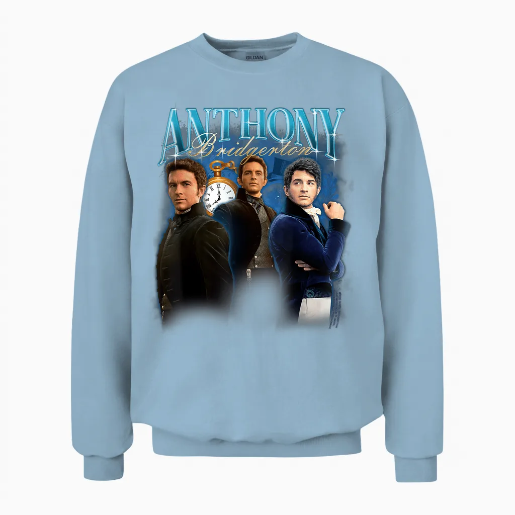 Bridgerton Anthony Bridgerton Vintage Unisex Sweatshirt in Light Blue