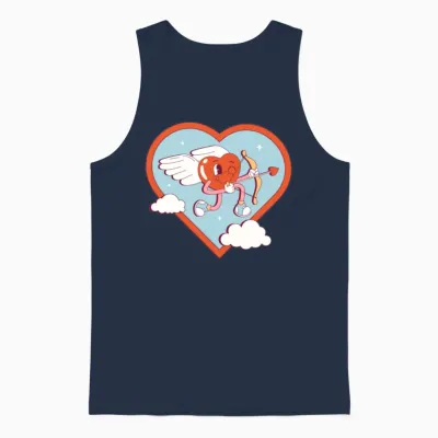Cute Heart Unisex Tank Top - Navy