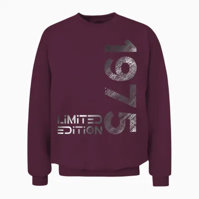 Limited Edition Vintage 1975 Man Woman 48th Birthday T-Shirt, Black Unisex Sweatshirt - Maroon