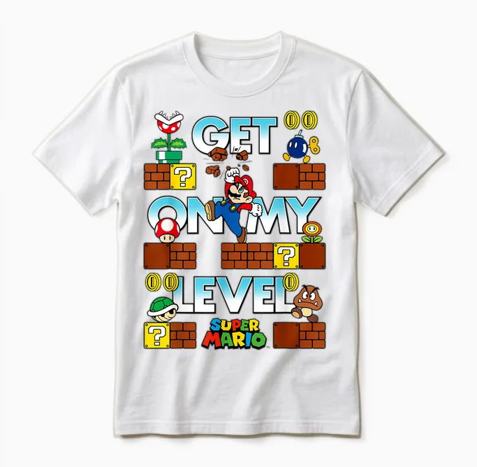 Super Mario Get on My Level Game Play Unisex T-Shirt in White