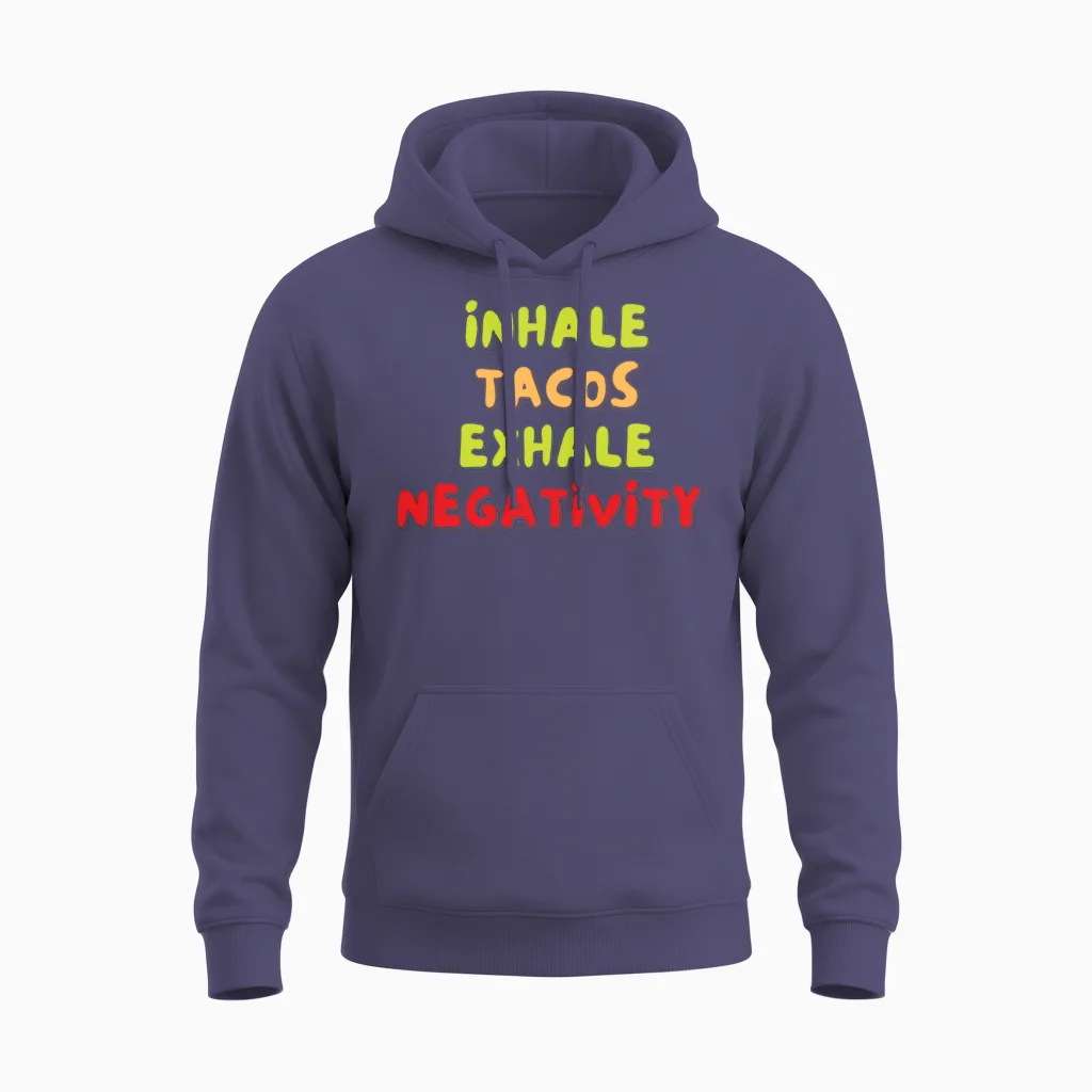 Tacos Funny Phrase Design Unisex Hoodie in Heather Sport Dark Navy