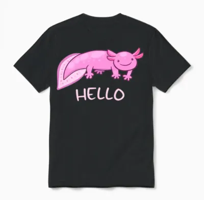Hello Funny Axolotl Unisex T-Shirt - Black