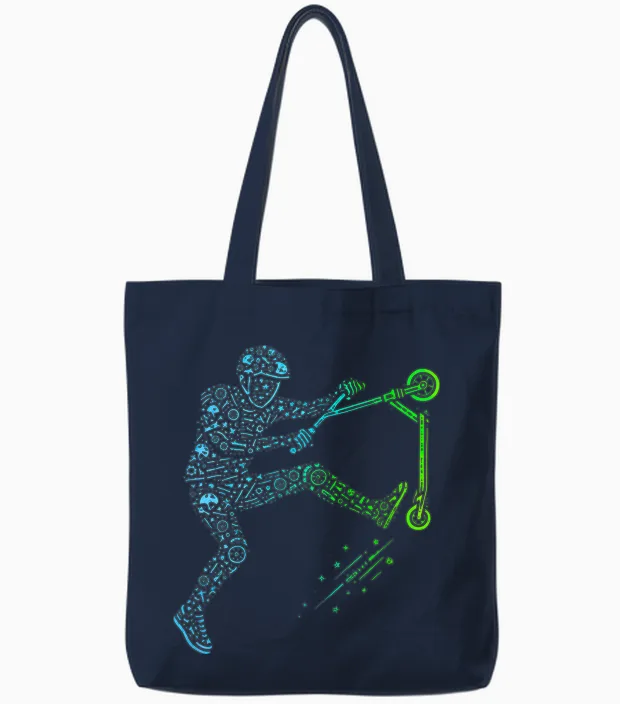 Scooter Stunt Scooter for Boys & Children Cool Scooter Stunt Tote Bags in Navy