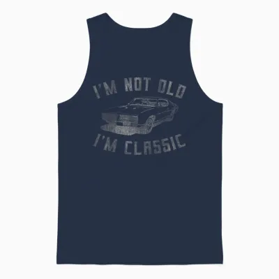 I'm Not Old I'm Classic Funny Car Graphic - Mens & Womens Short Sleeve Unisex Tank Top - Navy