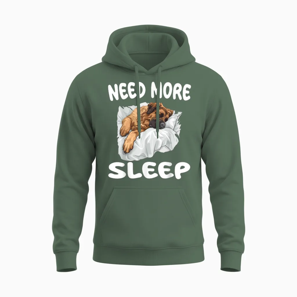Cute Leonberger Need More Sleep Pyjamas Chemise De Nuit Unisex Hoodie in Military Green
