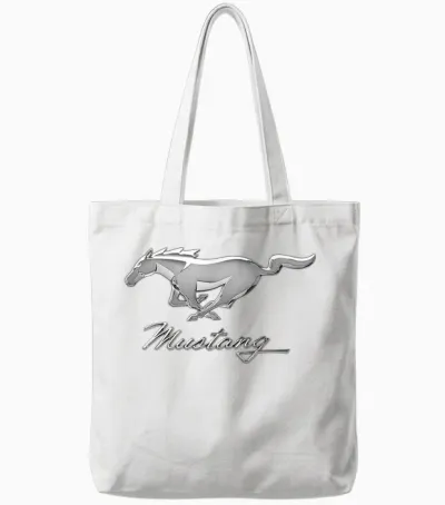 Mustang Emblem Tote Bags - White