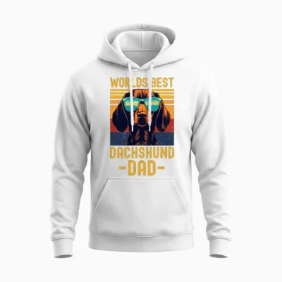 Dachshund with Sunglasses Retro Unisex Hoodie - White