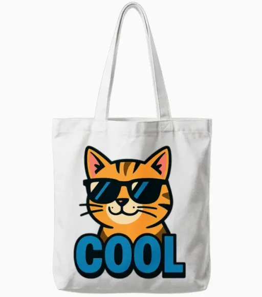 Retro Cool Cat Lovers Gift Tote Bags in White