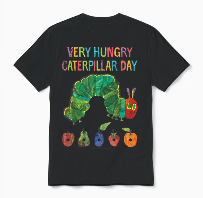 Eric Carle Very Hungry Caterpillar Day Children's Book Unisex T-Shirt in Black