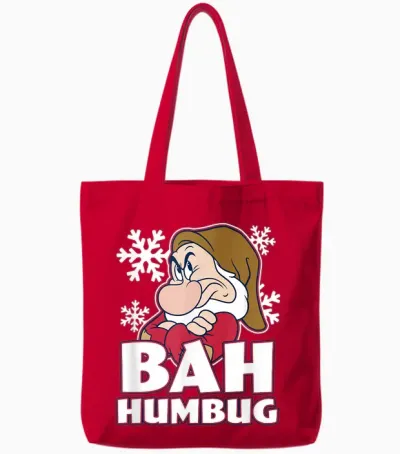 Disney Snow White & the Seven Dwarfs Christmas Grumpy Humbug Tote Bags - Red