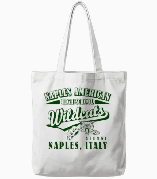 Naples American High School Wildcats Alumni Green Tote Bags in White
