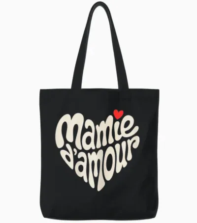 Mamie D'amour Forme De Coeur Cadeau Fête Des Grands Mères Tote Bags - Black