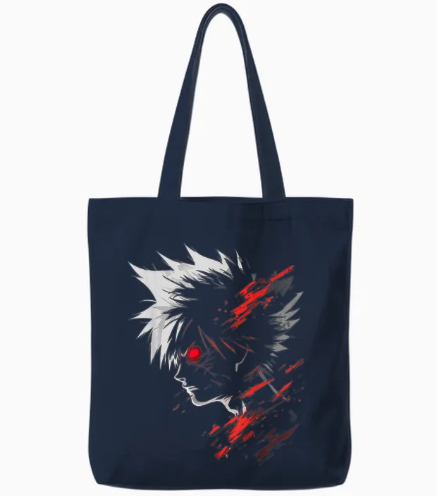 @n!my Anime Manga Pattern Art Anime T-Shirt, Black, Unisex-Adults, Unisex-Children, Short Sleeve, T-Shirt, Anime, S Tote Bags in Navy