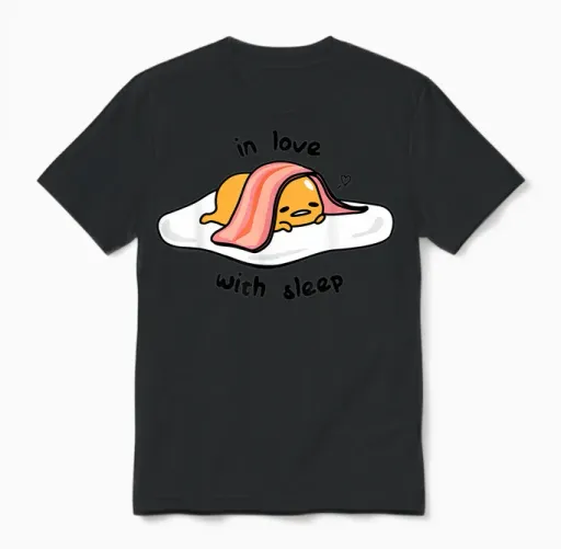 Gudetama in Love with Sleep Unisex T-Shirt in Black