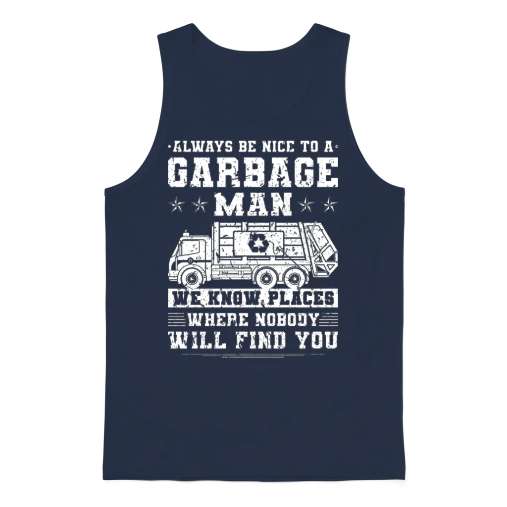 Funny Garbage Man Trash Garbage Truck Unisex Tank Top - Navy