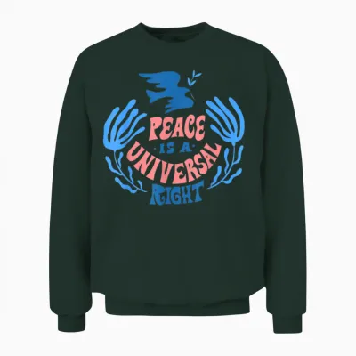 Peace Frieden Friedenstaube Spruch Damen Kinder Herren Unisex Sweatshirt - Forest