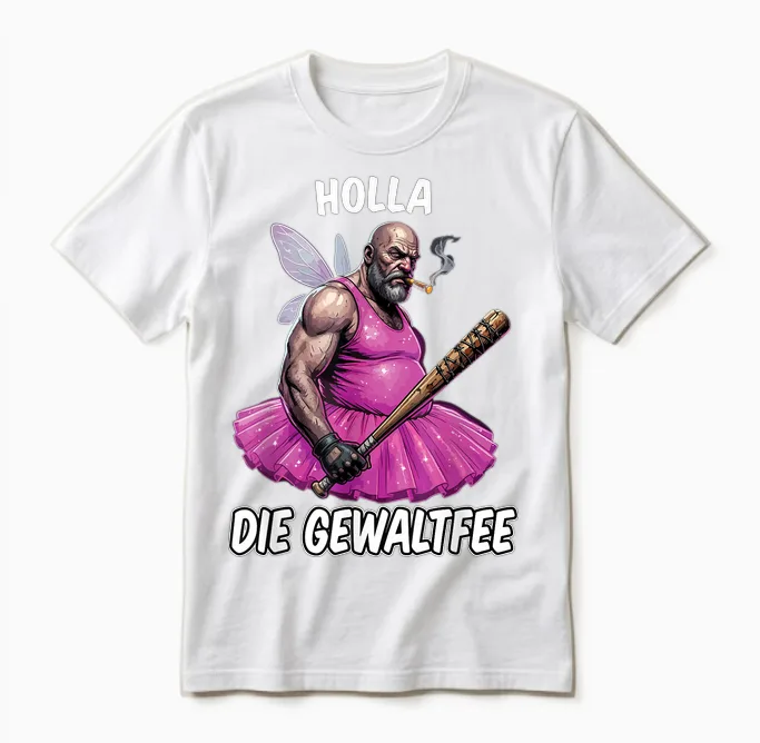 Holla Die Gewaltfee Meme Party Sarkasmus Lustige Sprüche Unisex T-Shirt in White