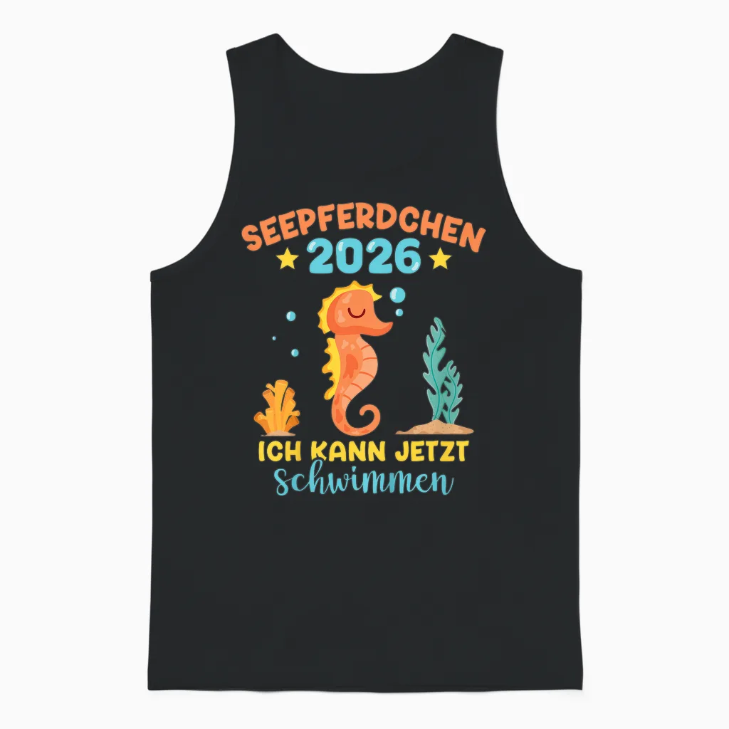 Seahorse 2026 Passed Early Swimmer Unisex Tank Top in Black