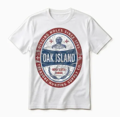 Oak Island Treasure Hunting Retro Templar Knight Treasure Gi Unisex T-Shirt - White