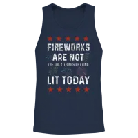 4th of July Fireworks — Patriotic & Gift Unisex Tank Top - Navy – 2